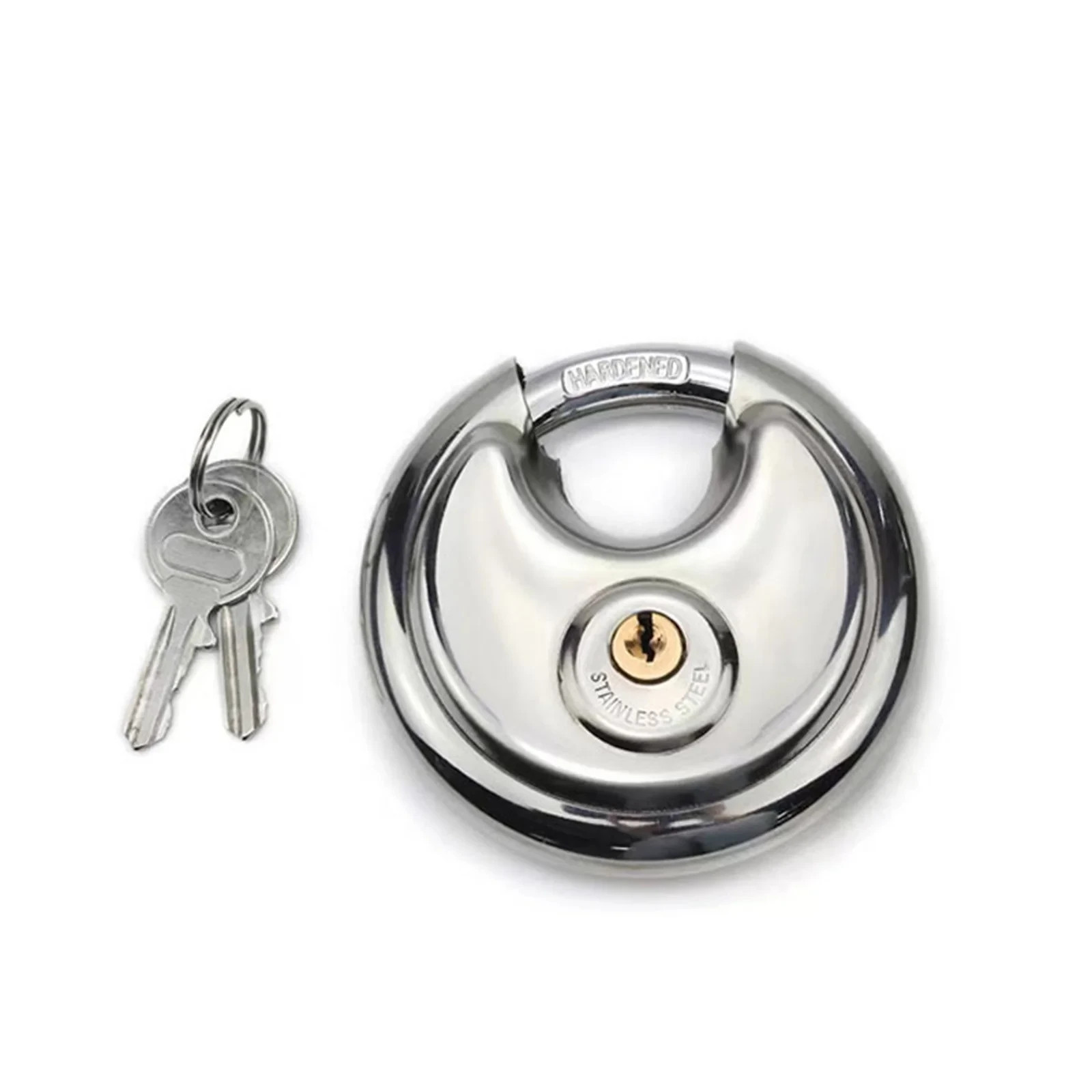 Disc Locks, Heavy Duty Steel Keyed Padlock Round Disc Locks for Storage 80mm