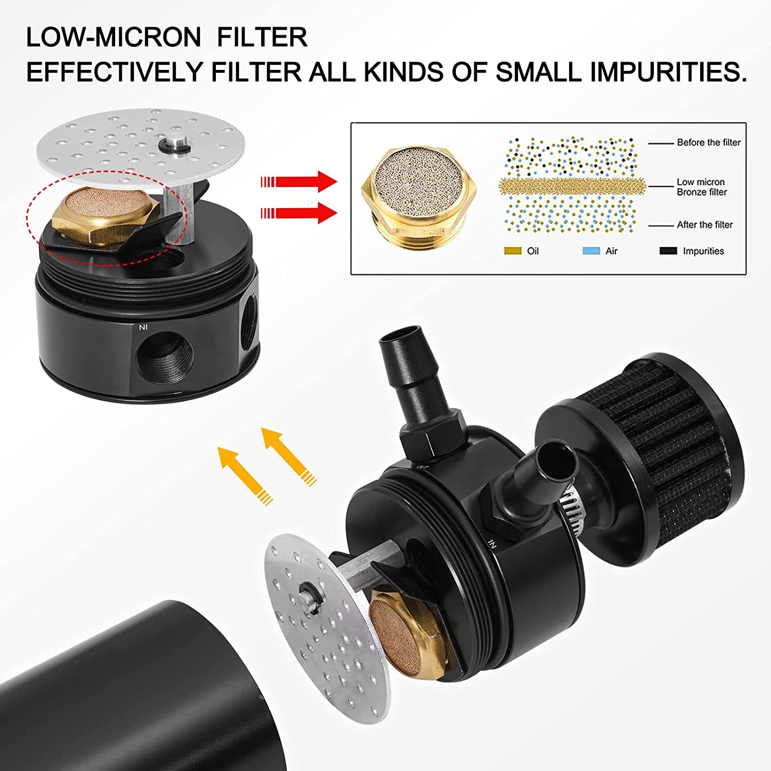 Universal Aluminum Oil Catch Can Kit Reservoir Baffled Tank with Breather Filter