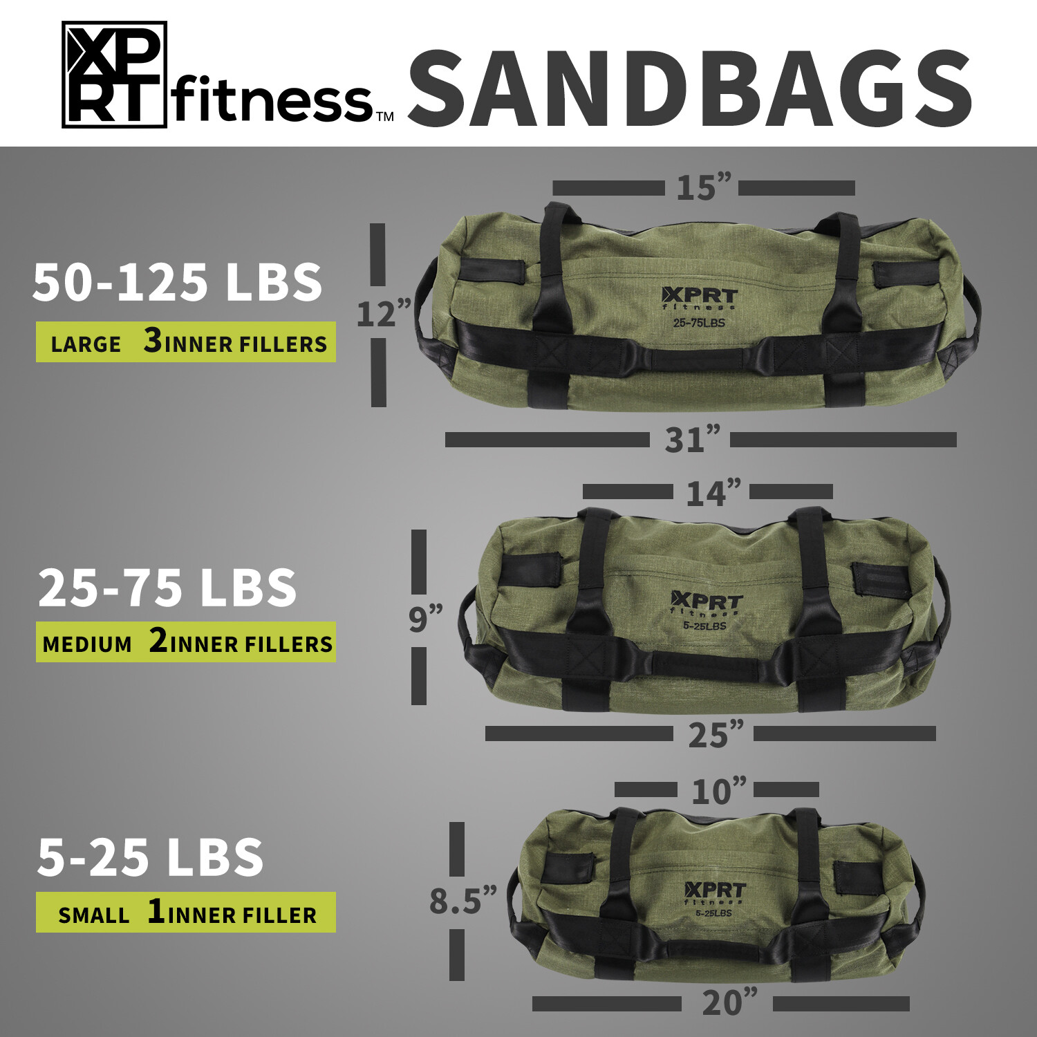 XPRT Fitness Workout Sandbags Fitness Training Bag For CrossFit and Conditioning