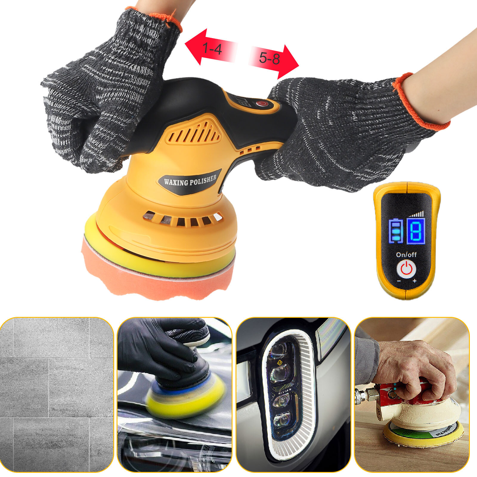 Dual Action Car Polisher Buffer Machine Cordless 5" Sander Polishing Kit Battery