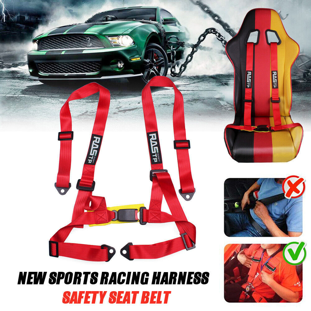2PCS 4 Point 2" Safety Seat Belt Racing Harness Red Go-Kart CanAm X3 ATV UTV