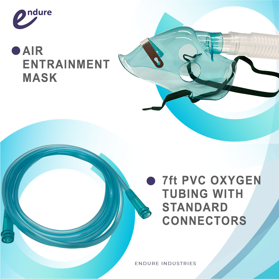 Endure Adjustable Adult Oxygen Venturi Mask with Accessories, Large Size