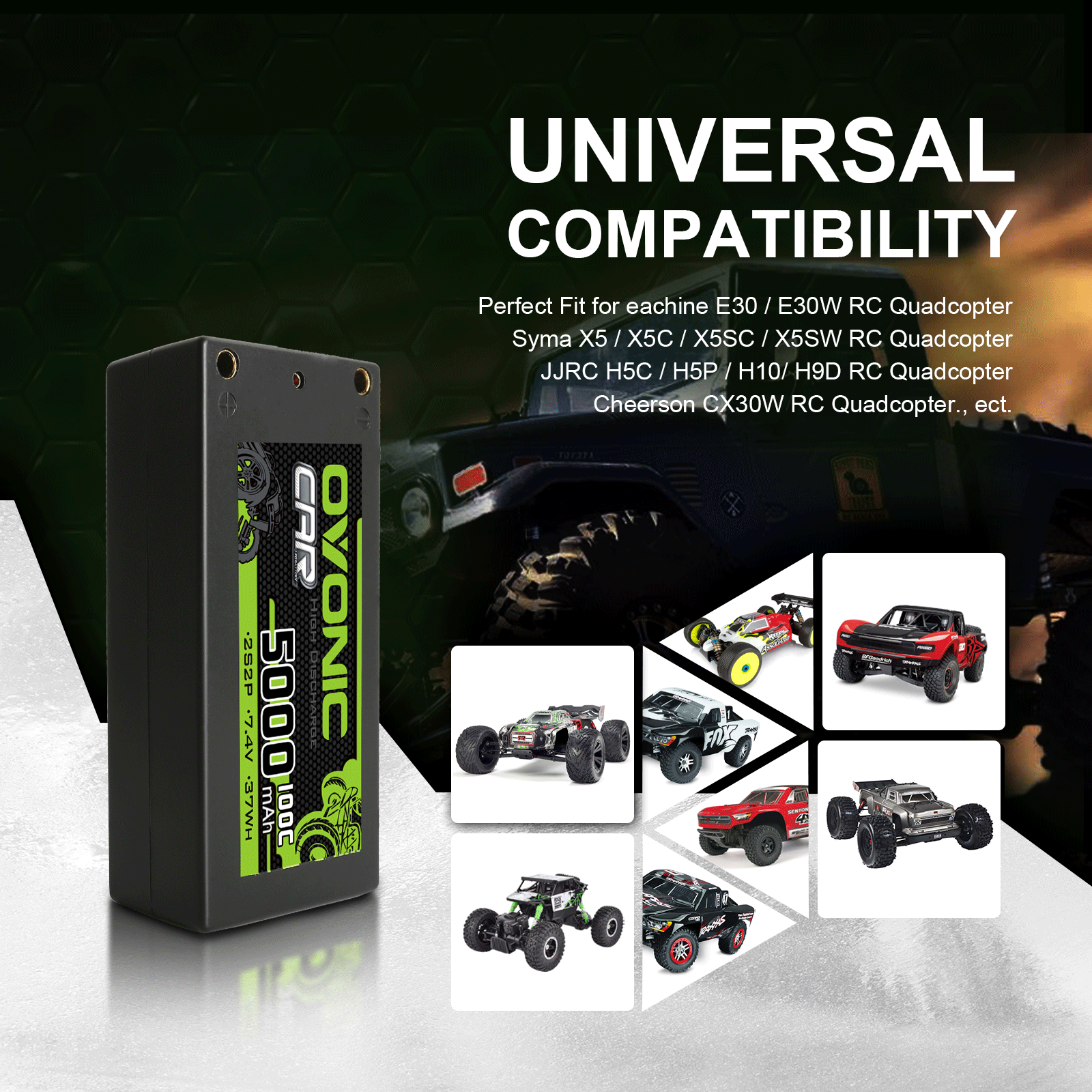 Ovonic 5000mAh 2S 7.4V Shorty LiPo battery 100C for Electric Race Buggy / F110