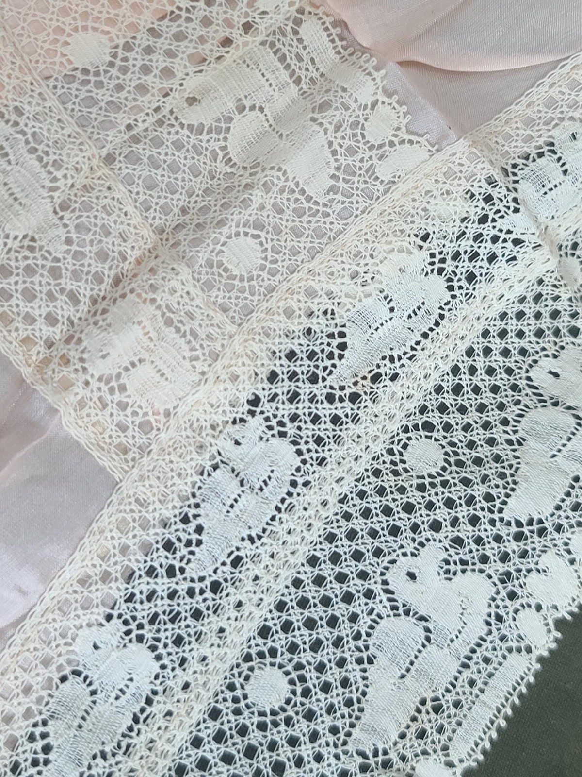 WWI Souvenir of France Silk Apron Allies Liberation Sweetheart Lace Duck Vintage