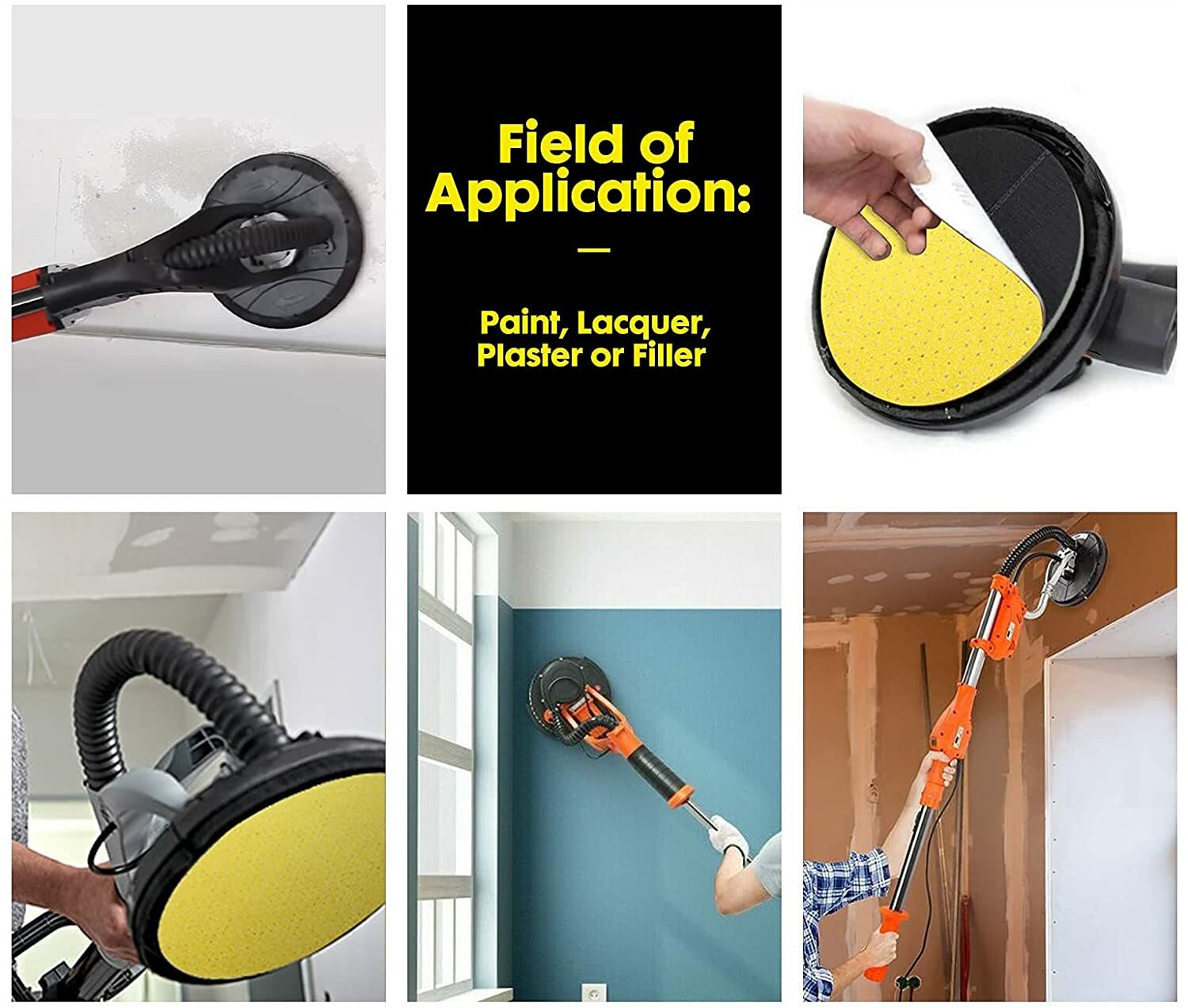 SATC 5PCS 9"(225mm) Sanding Disc Multi-Hole Hook&Loop Drywall Sander Paper P80