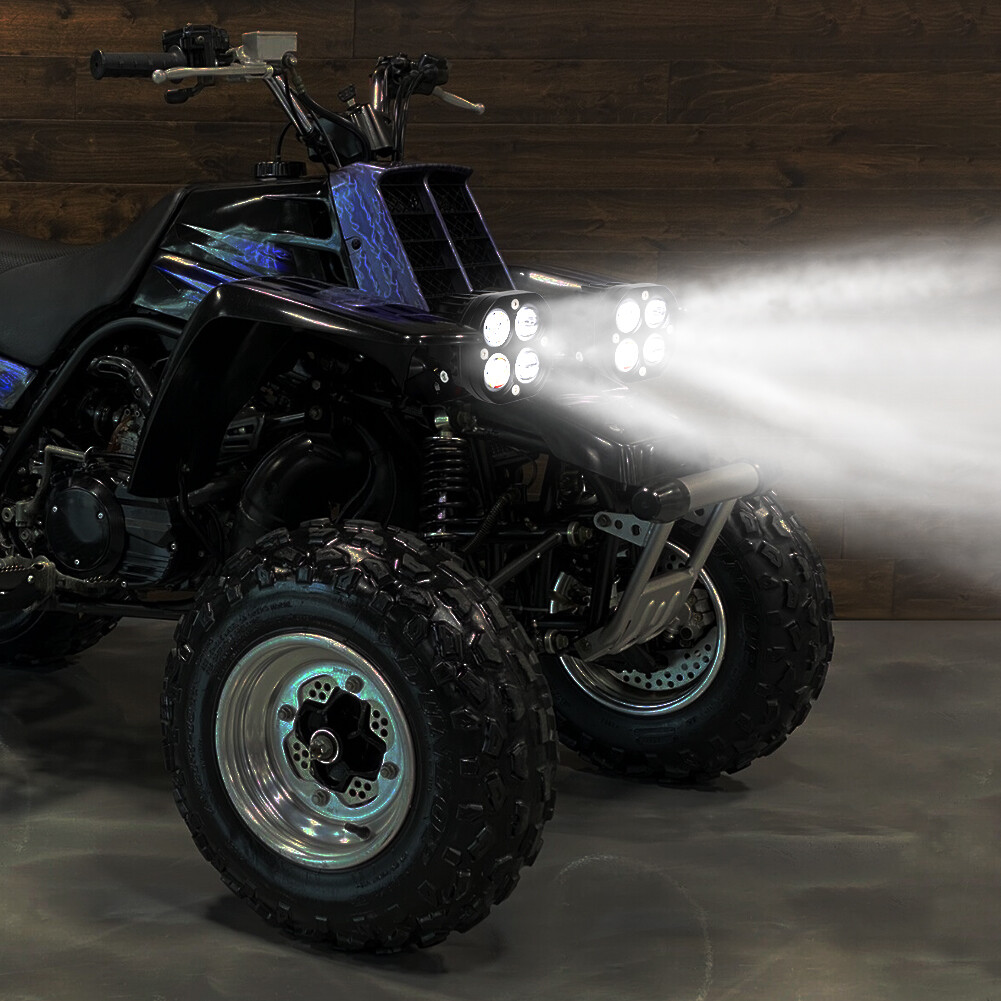 Pair LED Headlights Kit Lens Lights For Yamaha Banshee /Warrior 350 YFZ350 ATV