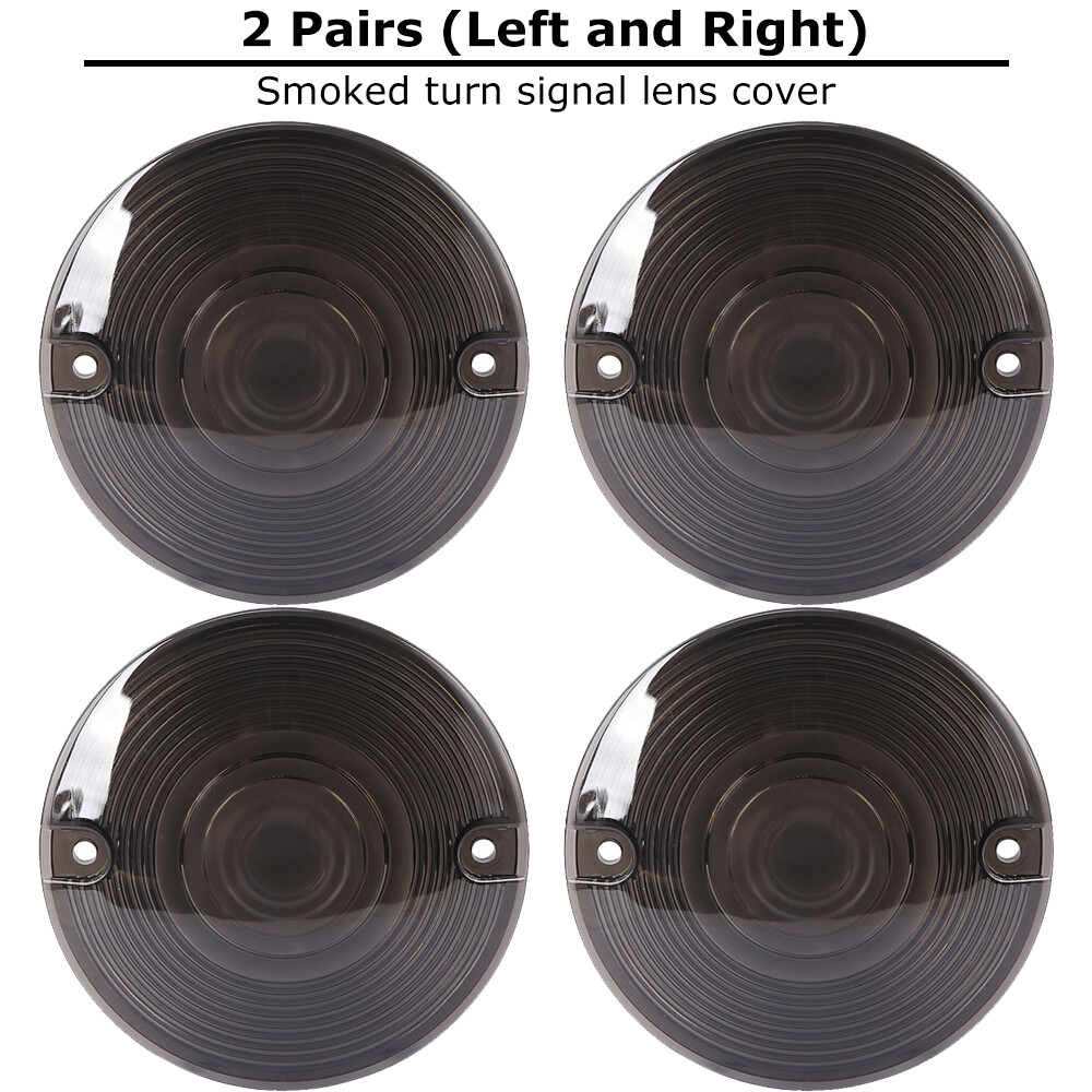 4x Smoked Turn Signal Light Lens Covers For Harley Touring Road Electra Glide