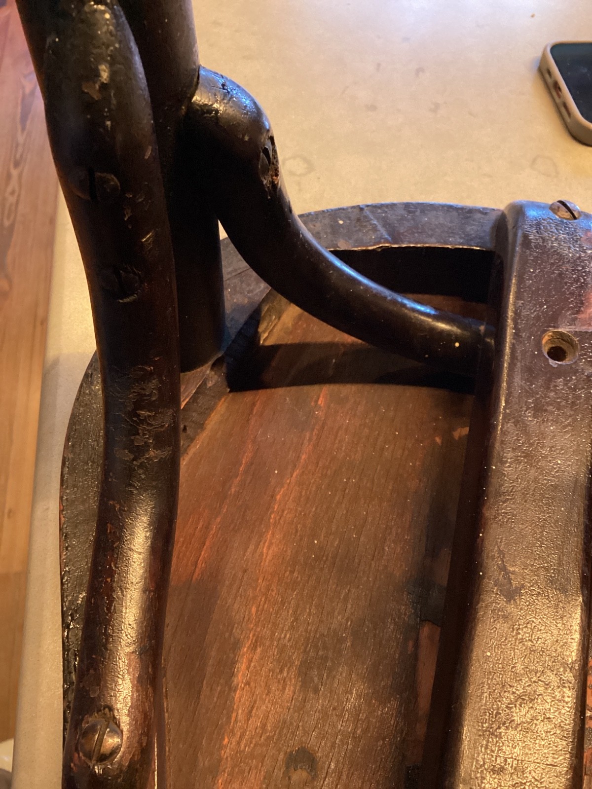 Antique Thonet Bentwood Shoe Fitting Stool, Brown, 25x12.5x15.5"