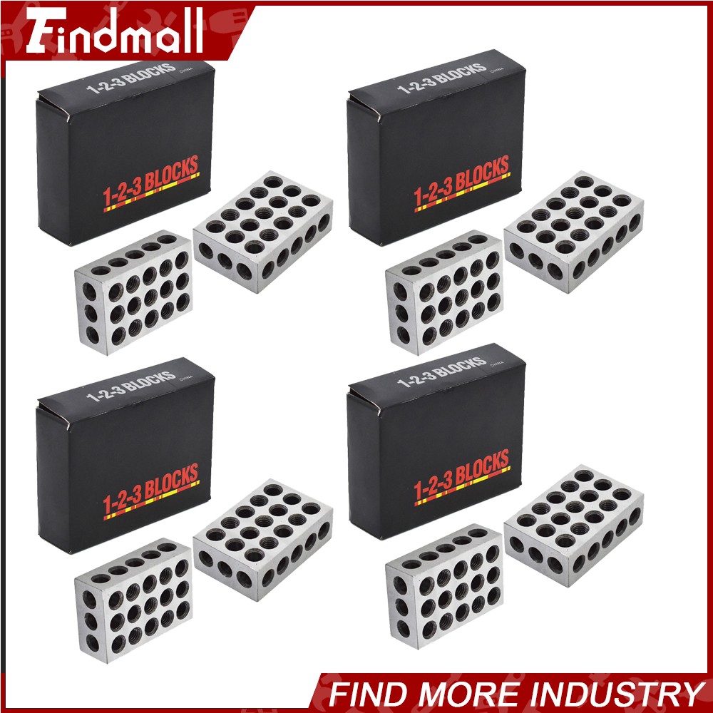 4 Matched Pair Ultra Precision 1-2-3 Blocks 23 Holes .0001" Machinist 123 Jig