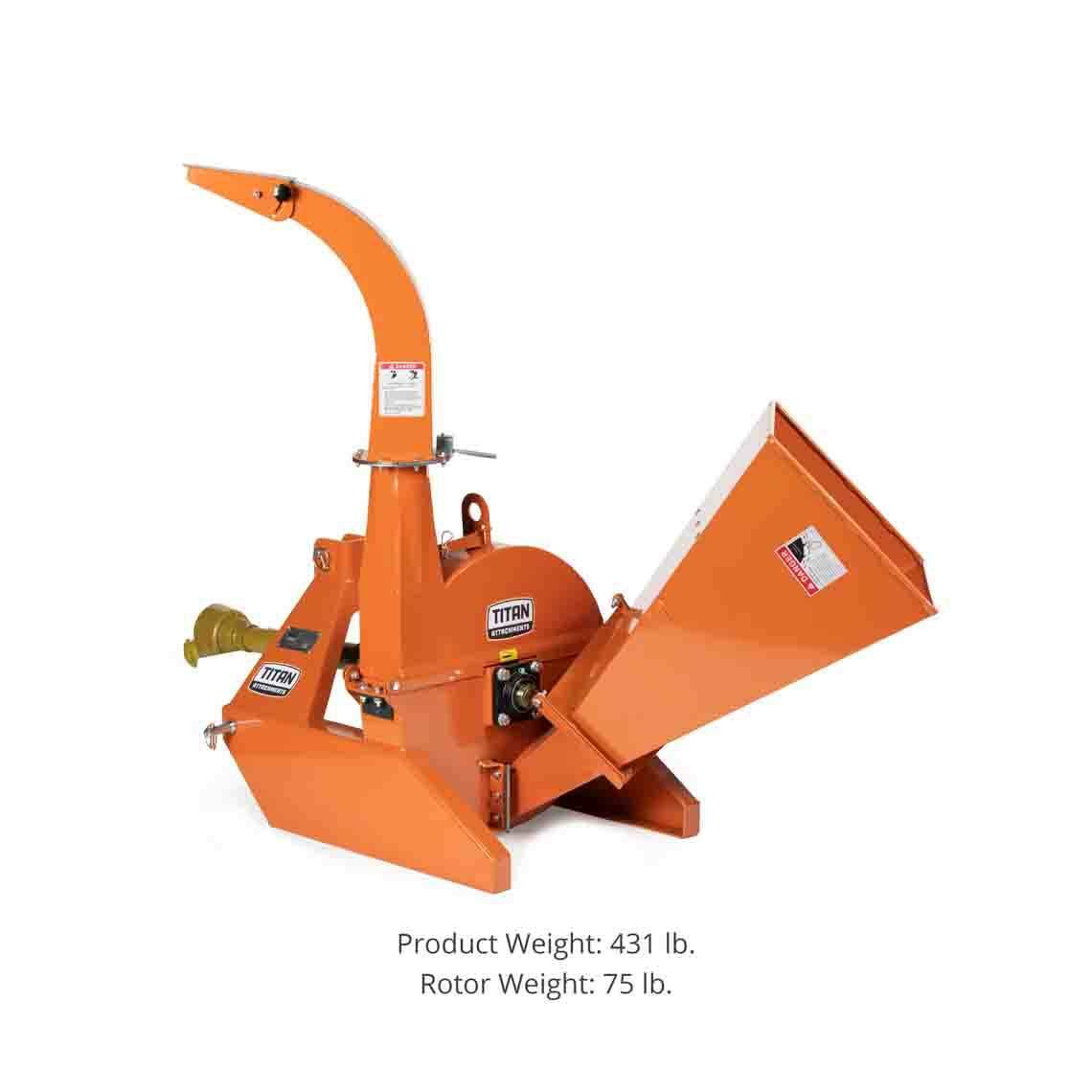 Titan Attachments 3 point PTO Driven 4"x 10" Wood Chipper Shredder Mulcher