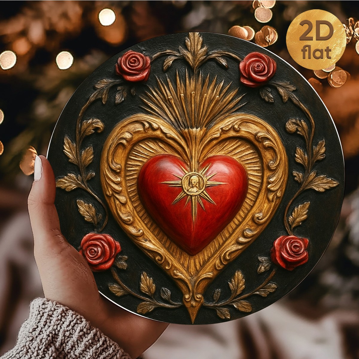 Retro Mexican Sacred Heart Tin Metal Signs Home Décor Wall Art 8x8