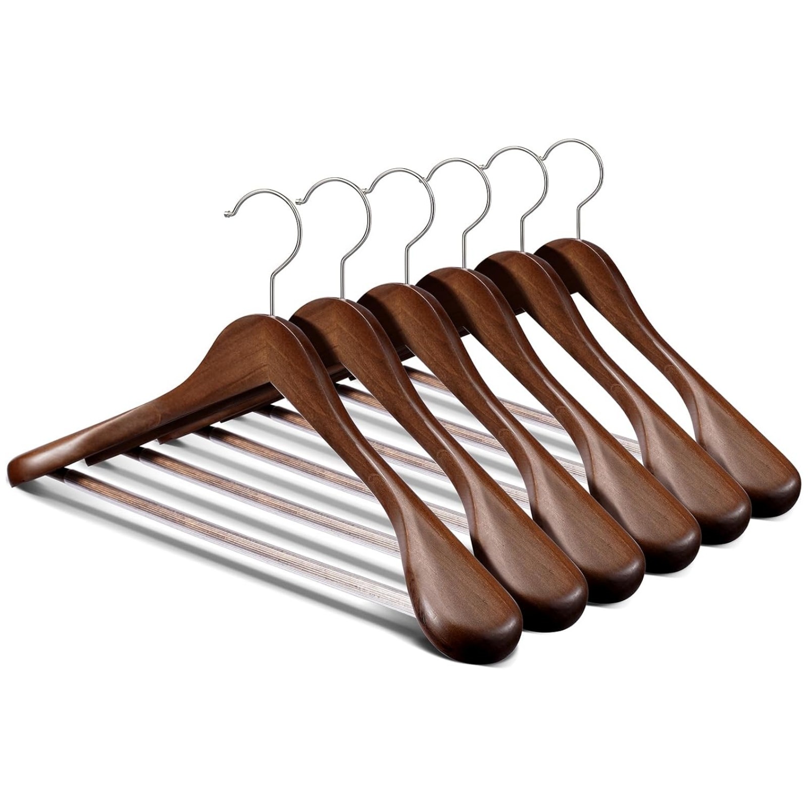 24-60x Solid Wood Outerwear Hangers 2.4" Wide Shoulder Clothes Hanger Suit Pants