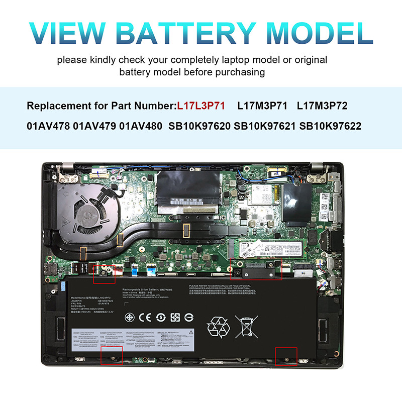 Lot 01AV478 Battery For Lenovo ThinkPad T480s 01AV479 01AV480 L17L3P71 L17M3P71