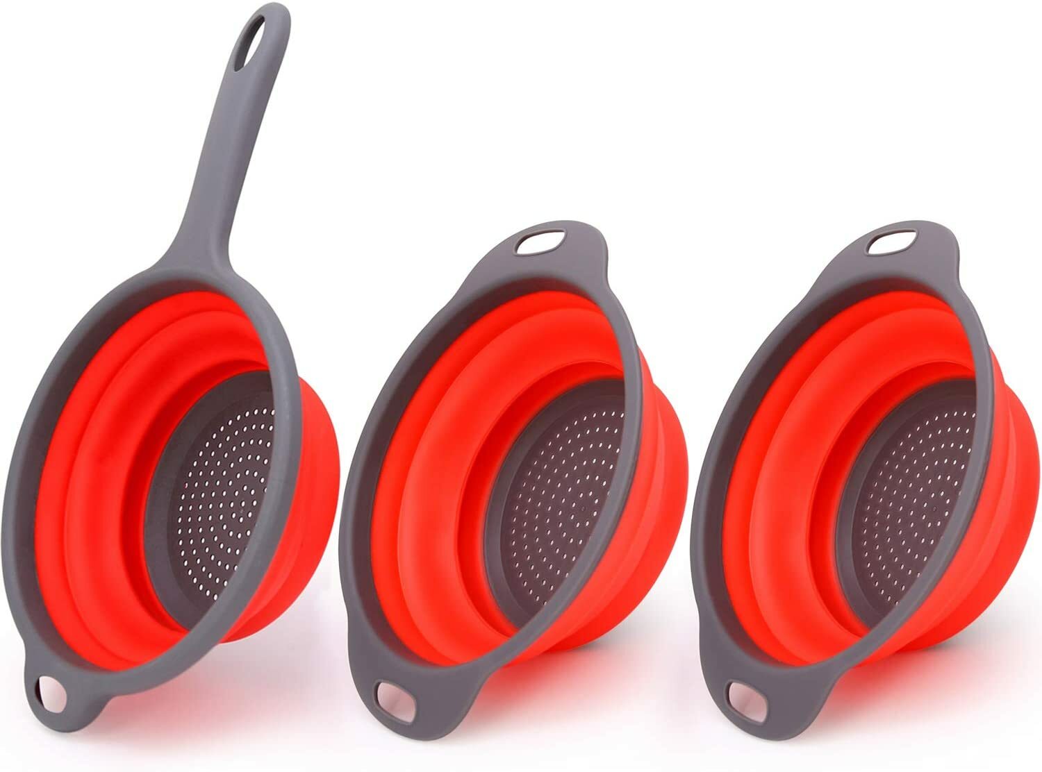 3pc Strainer Foldable Heat Resistant Collapsible Colander for Rinsing & Draining
