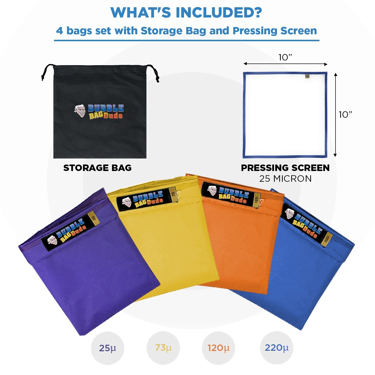 Bubble Bag BUBBLEBAGDUDE 20 GAL - 4 Bag Kit Bubble Hash Bags Herbal Extractor