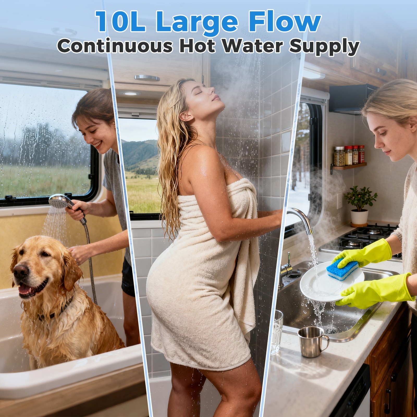 RV Tankless Water Heater Propane Gas Camper 65000BTU Smart Temperature Control