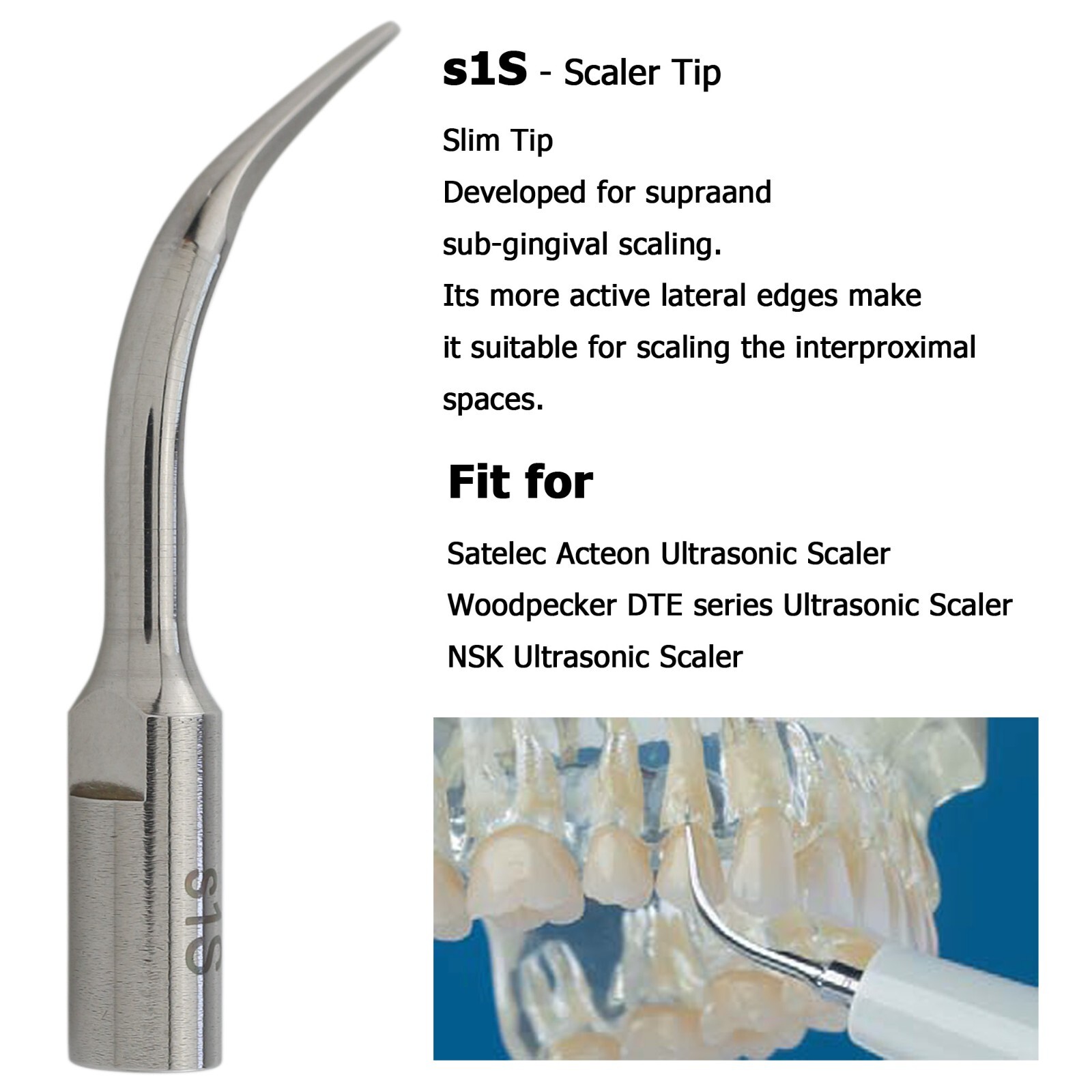 Fits Satelec Acteon Piezo Tips H3 10Z 1S Scaling Perio Dental Ultrasonic Scaler
