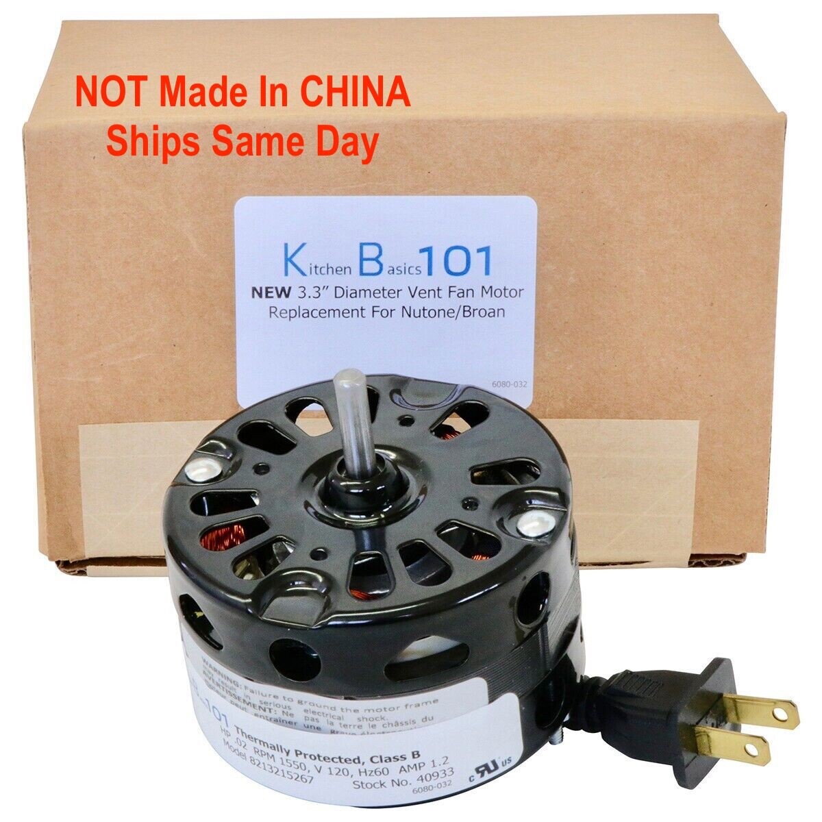 3.3 Inch Diameter Vent Fan Motor Direct Replacement For Nutone / Broan 40933