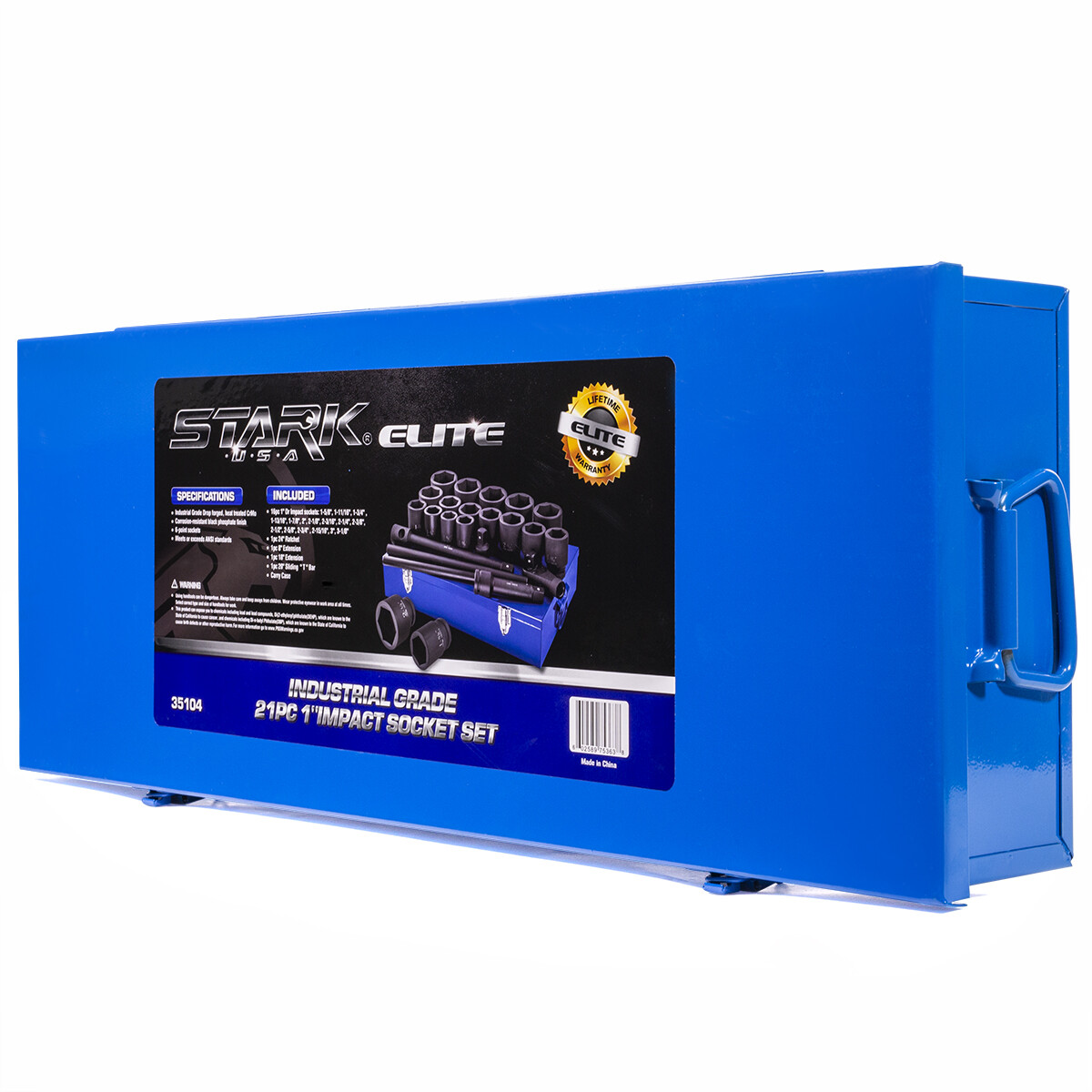 Stark USA 21-Piece Jumbo Impact Socket Set 1" Drive Extension T-Bar with Case