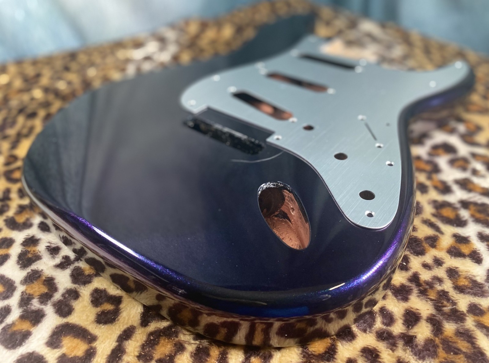 Stunning Chameleon Blue/Teal/Purple Fender Stratocaster HSH Alder Replacemt Body