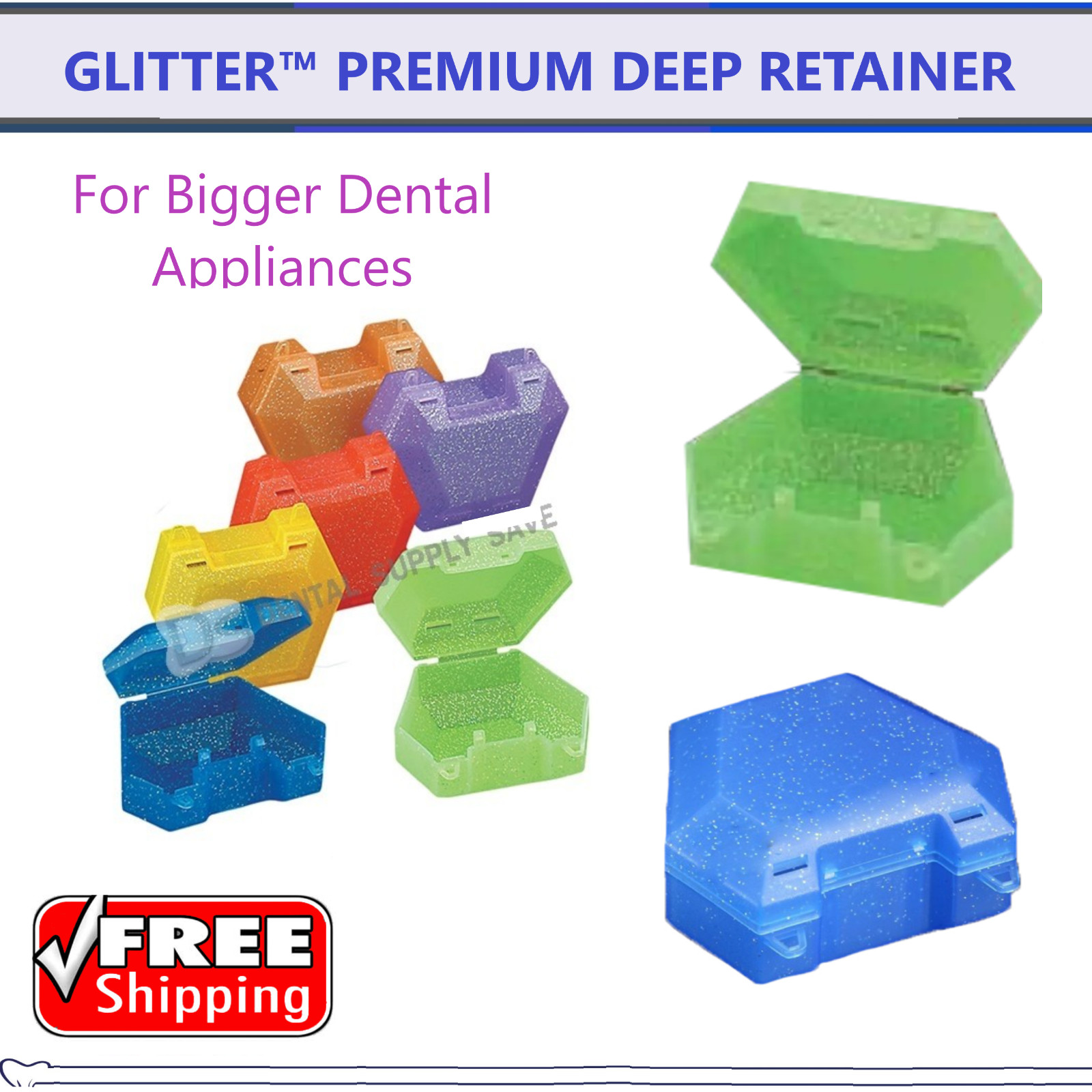 Denture Retainer Cases Dental Teeth Guard Holder, Travel Cleaning Container Box