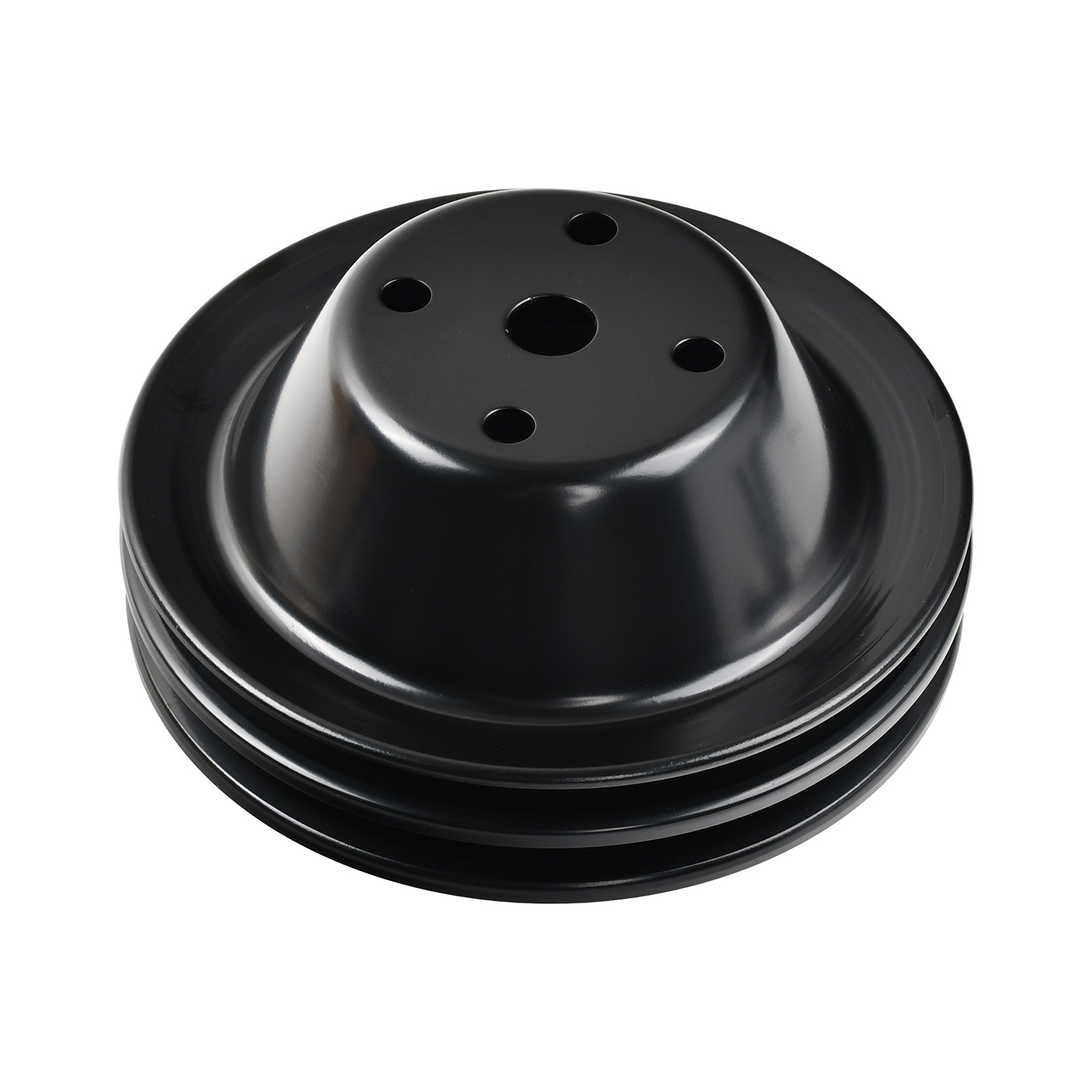 For SBC Chevy 350 Double Groove Black Steel Long Water Pump & Crankshaft Pulley