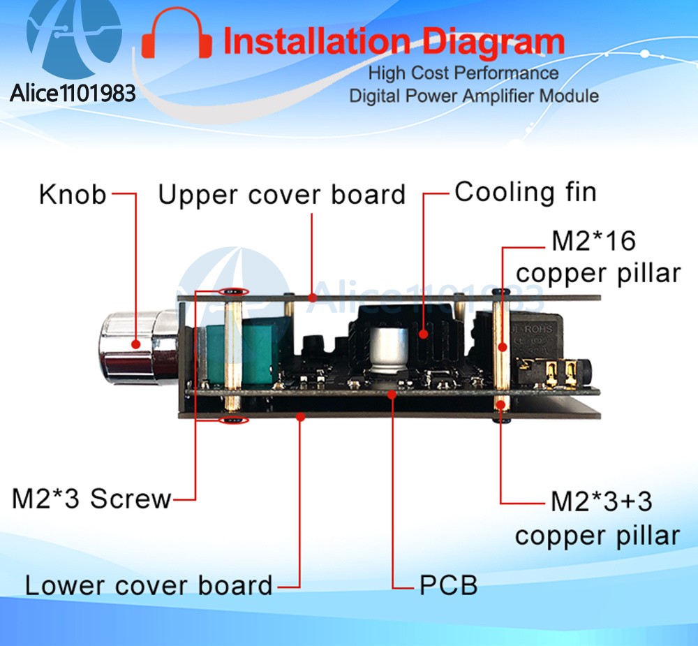ZK-MT21 2.1Channel Bluetooth Audio Power Amplifier Board Subwoofer 50W*2+100W US