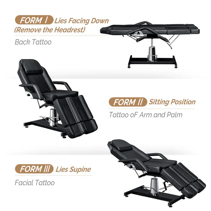 360° Swivel Tattoo Chair, Lash Chair Massage Table with 2 Adjustable Split Legs