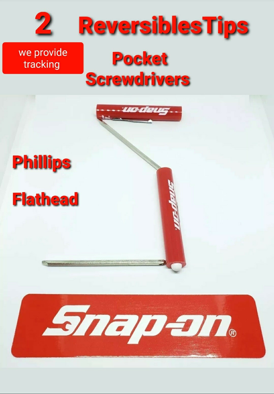 2x Snap-on Tools Pocket Screwdriver Reversible Flat Phillips