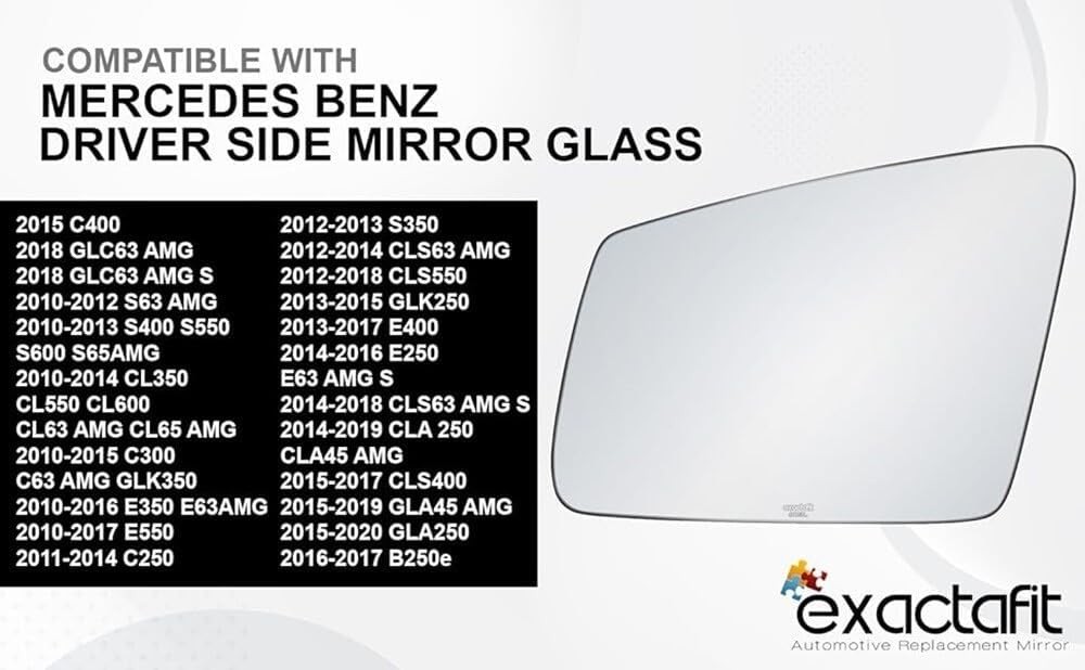 Driver Side Mirror Glass for B250E C2500 C300 C400 C63 Models