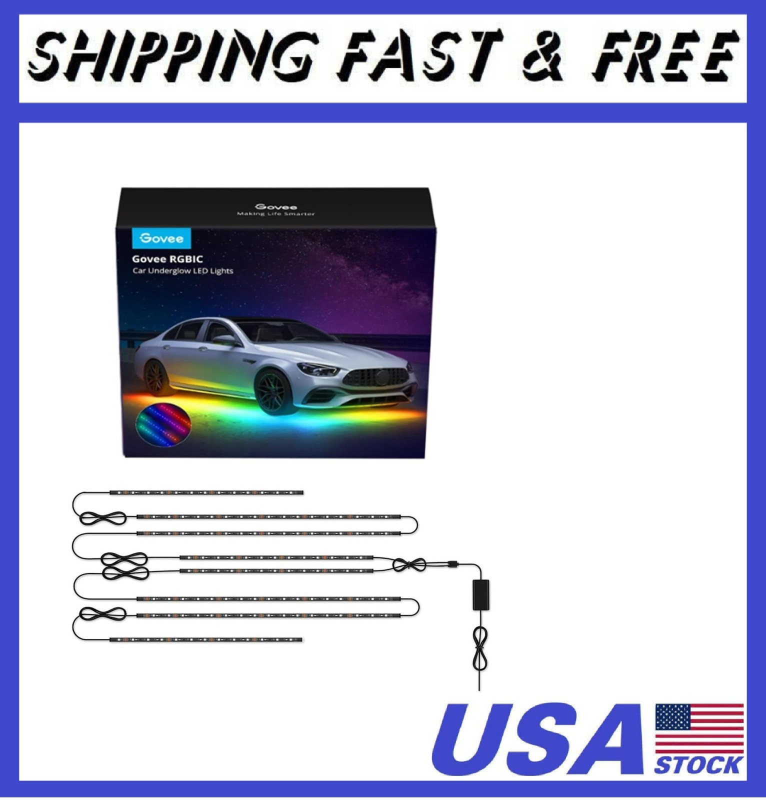 Car Underglow Lights, 8 pcs RGBIC Under Car Lights with 16 Million Colors and 45