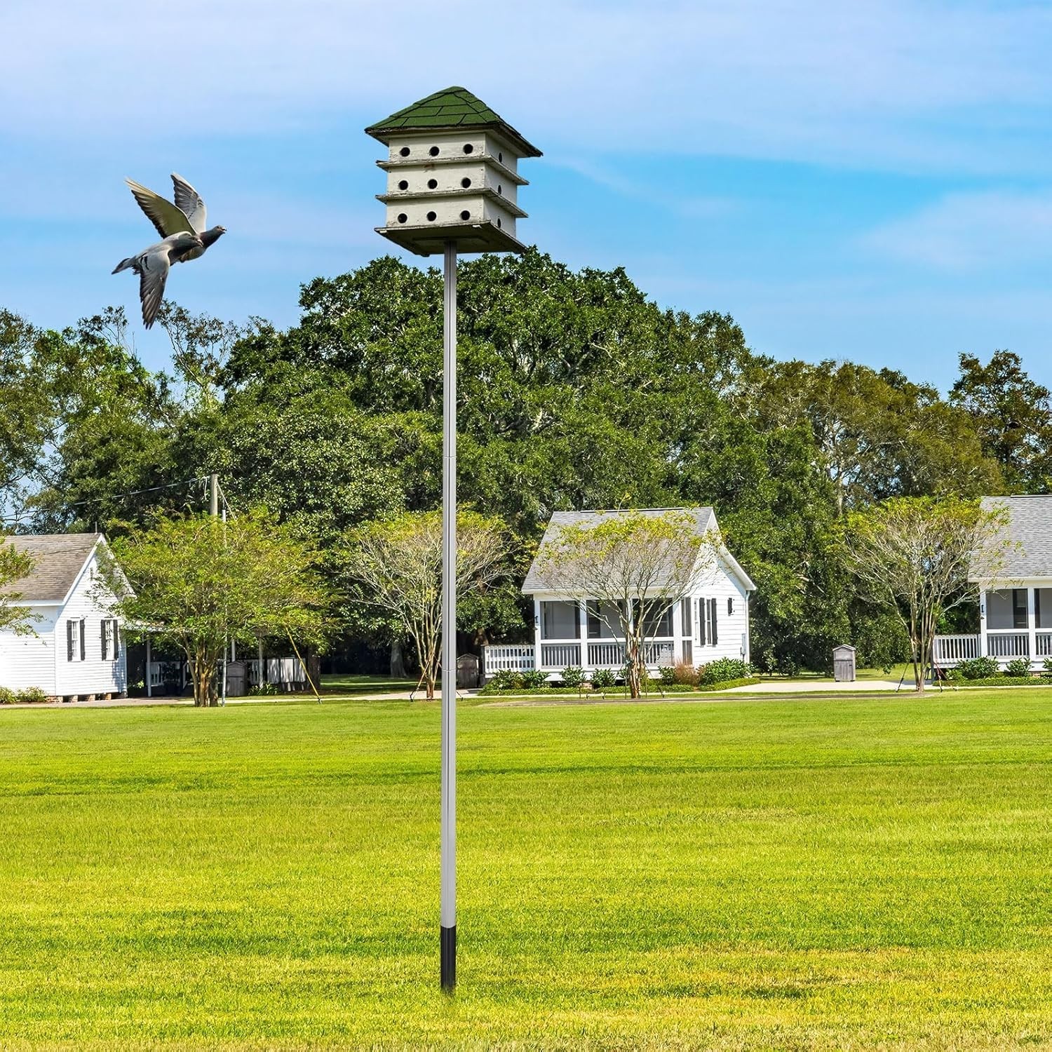 Tandefio 15 ft Telescoping Purple Martin House Pole with Ground Socket Heavy Dut