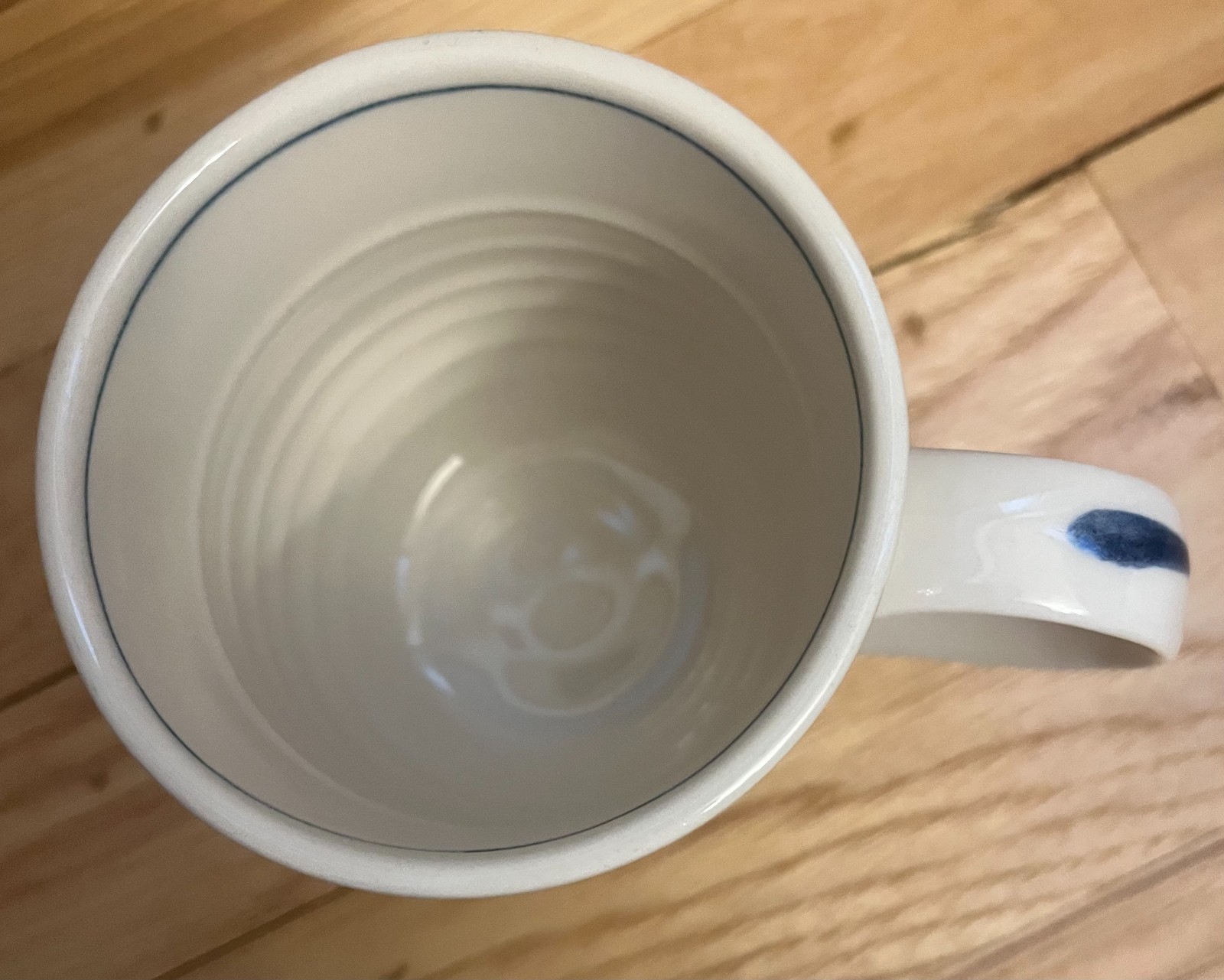 Molly Hatch Anthropologie Rabbit 14oz Coffee Mug Blue Cream Hand Painted