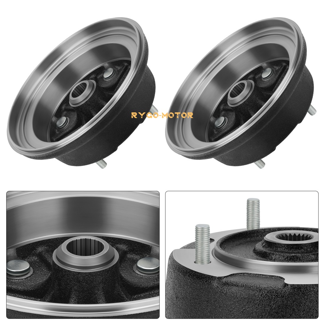 2PCS Front Brake Drum W/Bolts & Shoes Kit for Kawasaki Mule 600 610 SX KAF400 XC