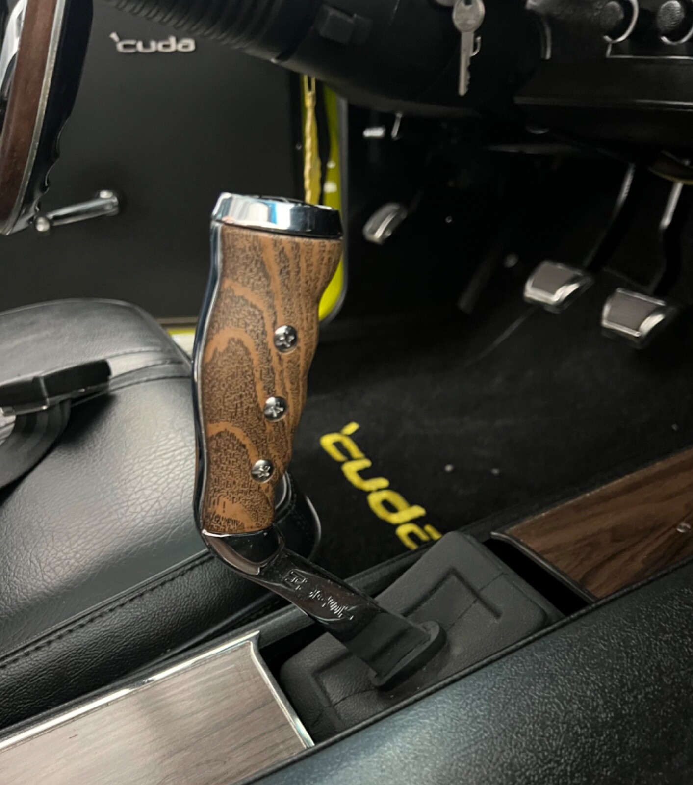 Hand Dyed Wood Grain Pistol Grips & Screws HURST OEM NEW Mopar Shifter Handles