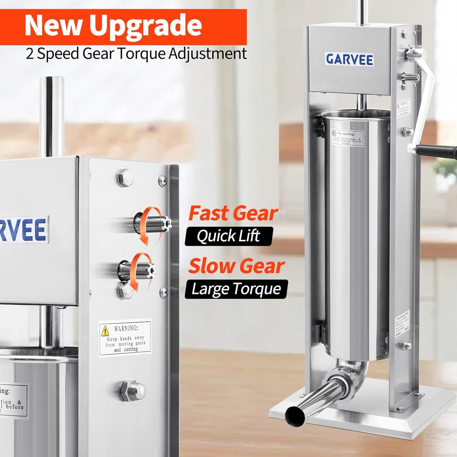 15LBS/ 7L Sausage Stuffer 304 Stainless Steel Manual Sausage Maker for Household