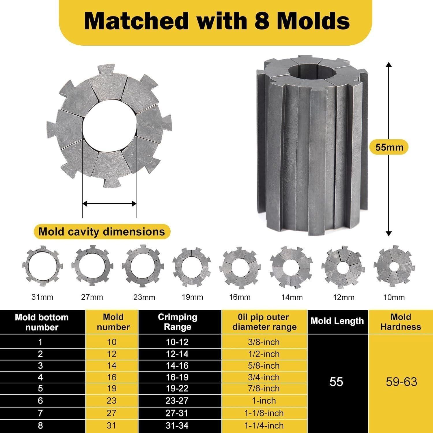 Hydraulic Hose Crimper Pipe Clamping Machine With 8 Sets Dies 10mm-30mm 5600KN