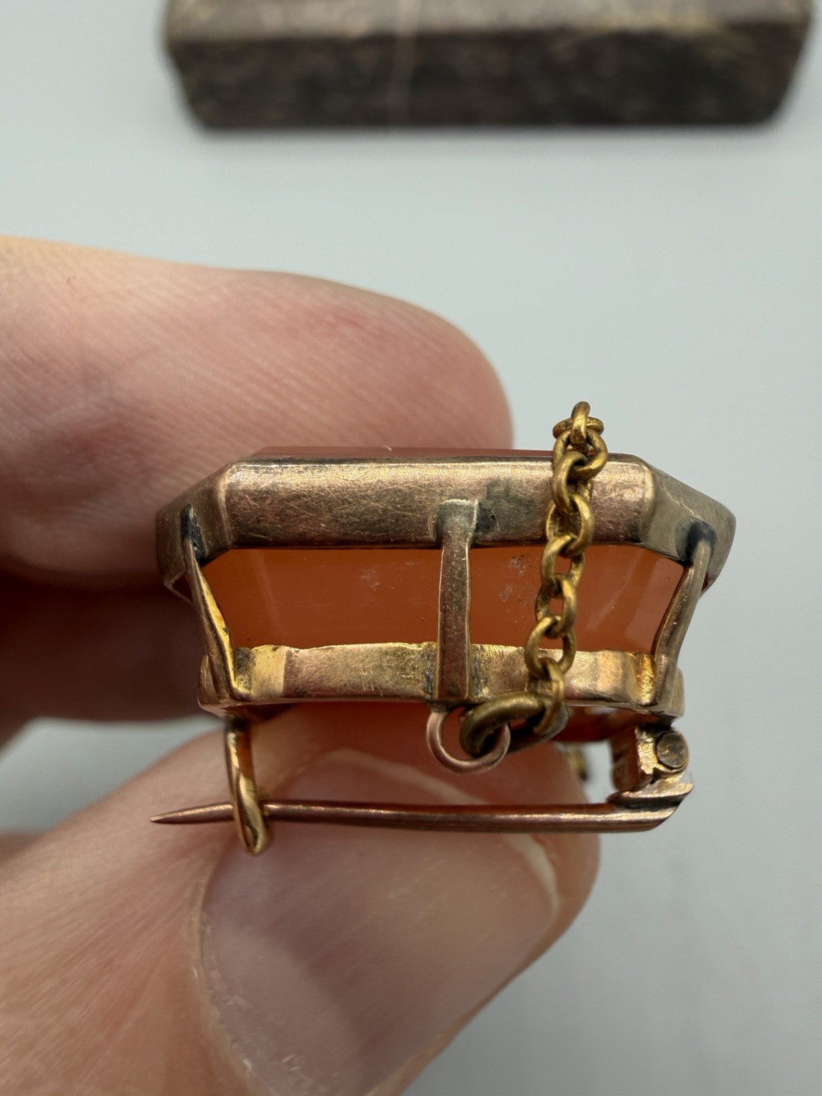 Antique Victorian 15k Gold Mounted Carnelian Seal Fob with Family Crest