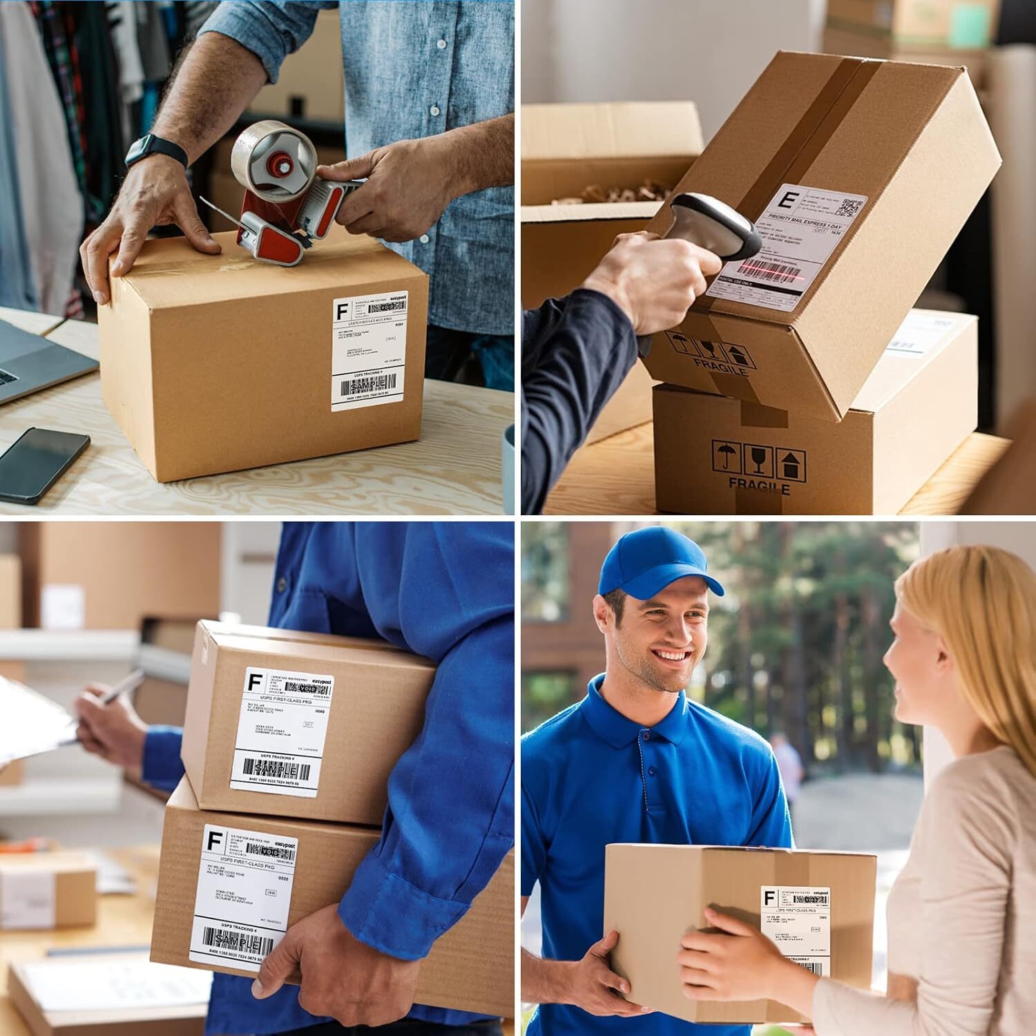 500/Stack 4x6 Fanfold Direct Thermal Shipping Labels Perforated Mailing Labels