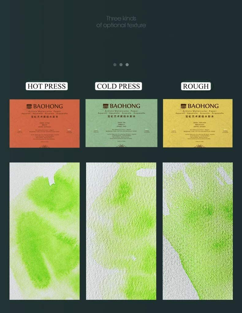 BAOHONG Artists' Grade Watercolor Painting Paper,100%Cotton Cold Press,20 Sheet