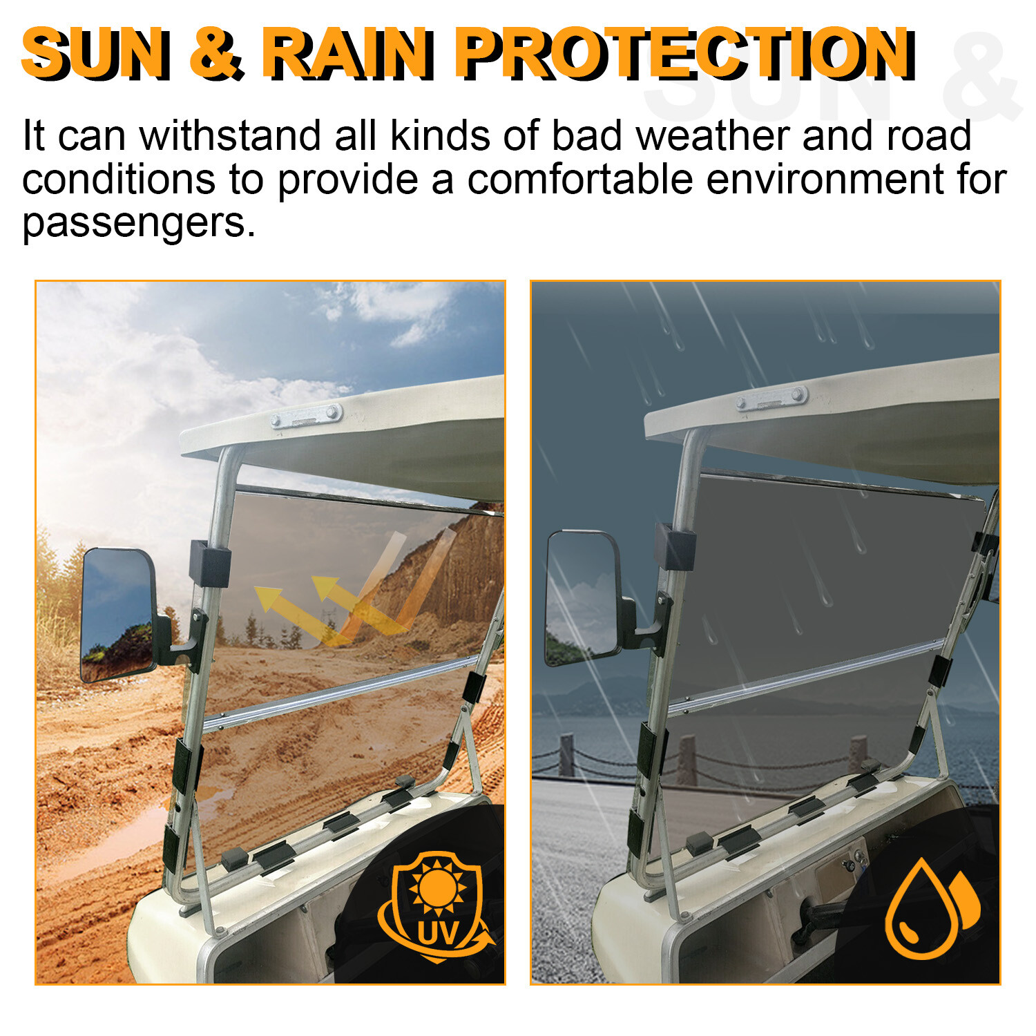 Folding Acrylic Smoke Tinted Windshield for 1982-2000.5 Club Car DS Golf Cart