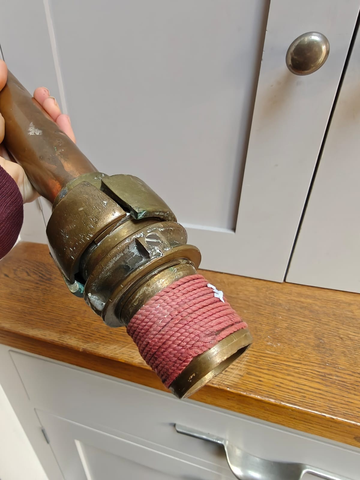 Vintage fire old brass copper bronze hose nozzle end