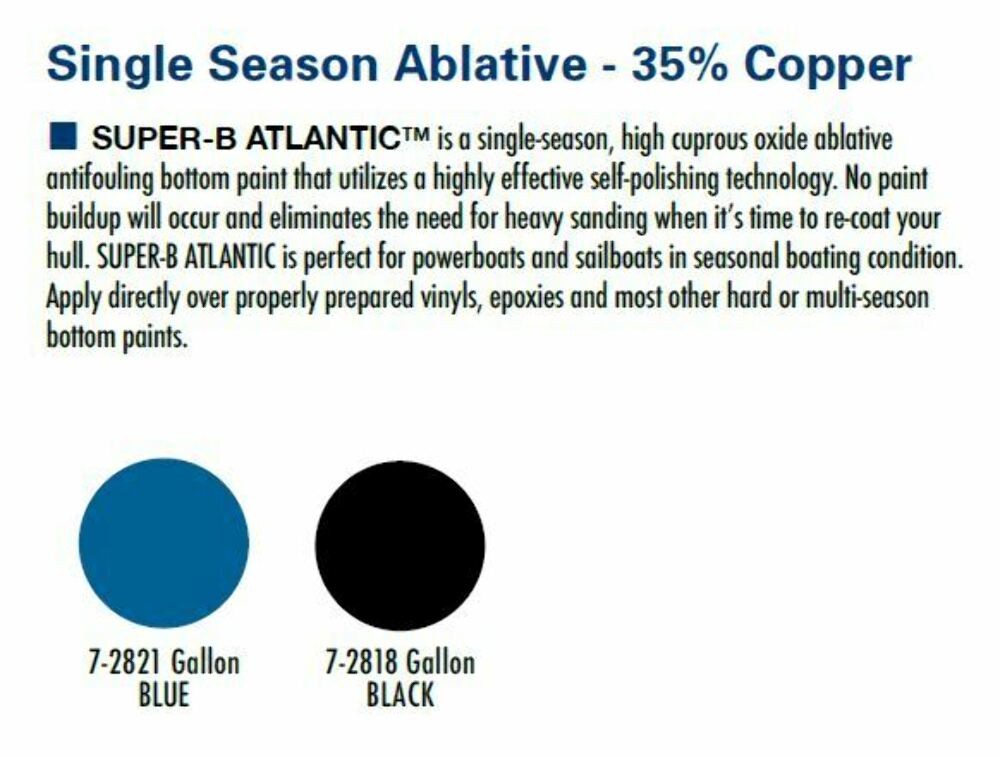 Marpro 7-2818 Boat Bottom Protective Paint GALLON BLACK SuperB Ablative Marine