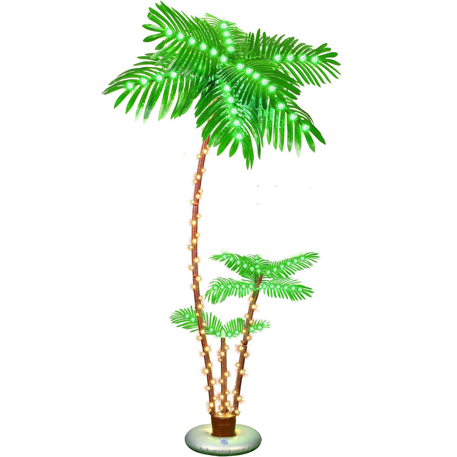 7FT Lighted Palm Tree 3 Trunks LED Christmas Tree Lights for Yard Pool Bar Party