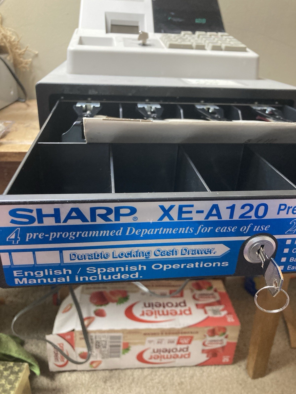 Sharp XE-A120 Electronic Cash Register With Key Cash Drawer Manual