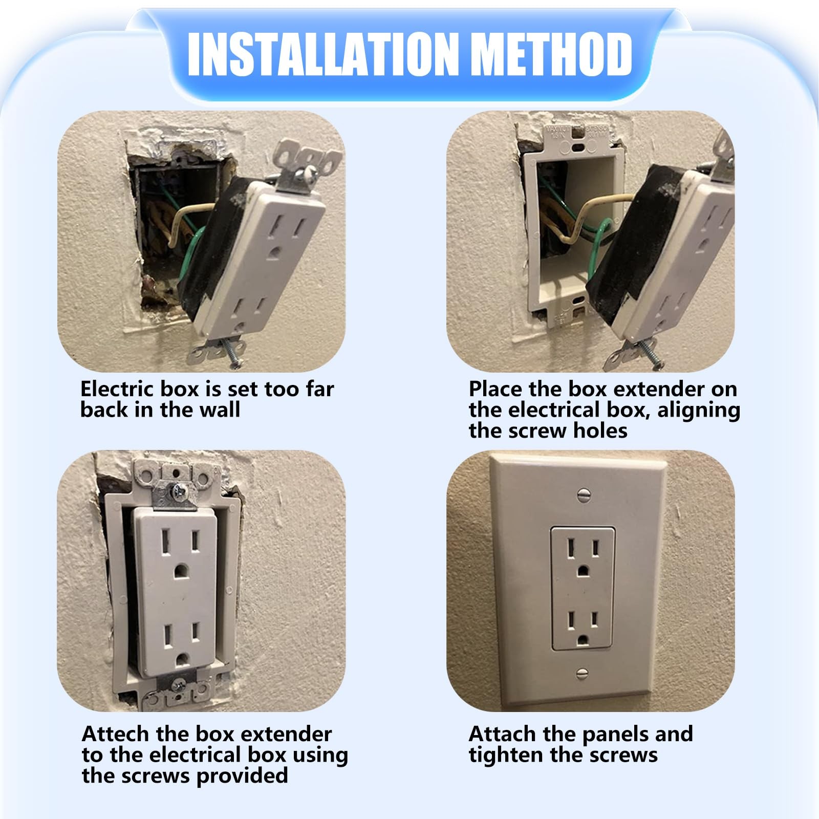 6 Pcs BE1-2 Electrical Outlet Box Extenders, Extender, 1 White