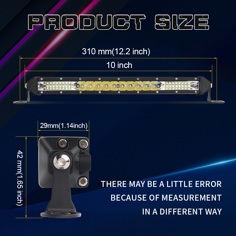 NEW 10'' Slim LED Light Bar Spot Flood Combo Work Offroad SUV Driving ATV UTV