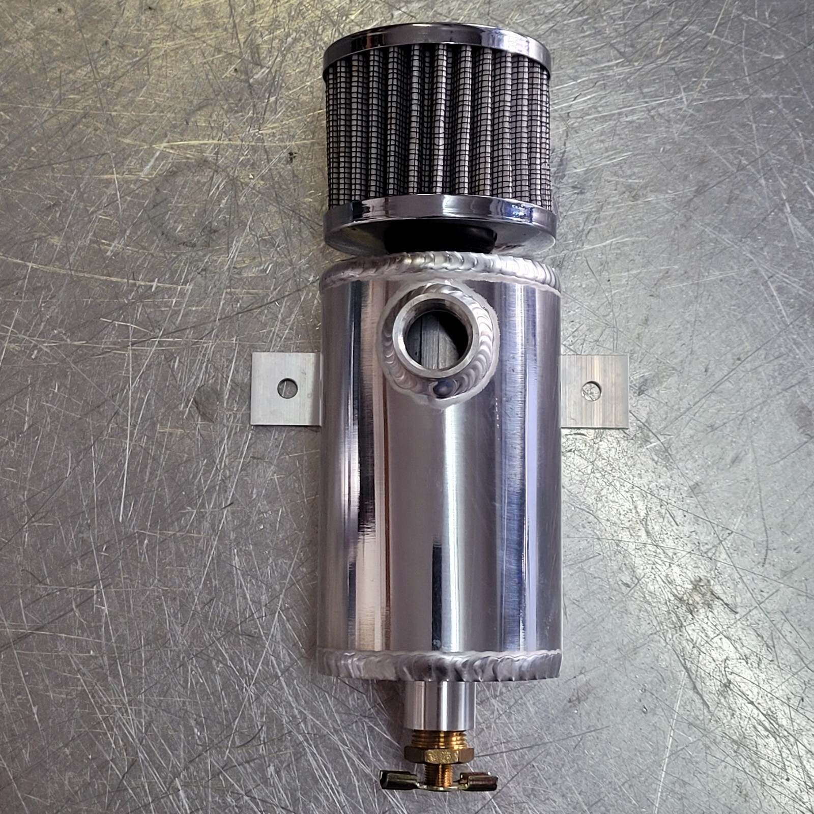 Universal Aluminum Oil Catch Can Tank Baffled 1/2" NPT Inlet Breather Filter Kit