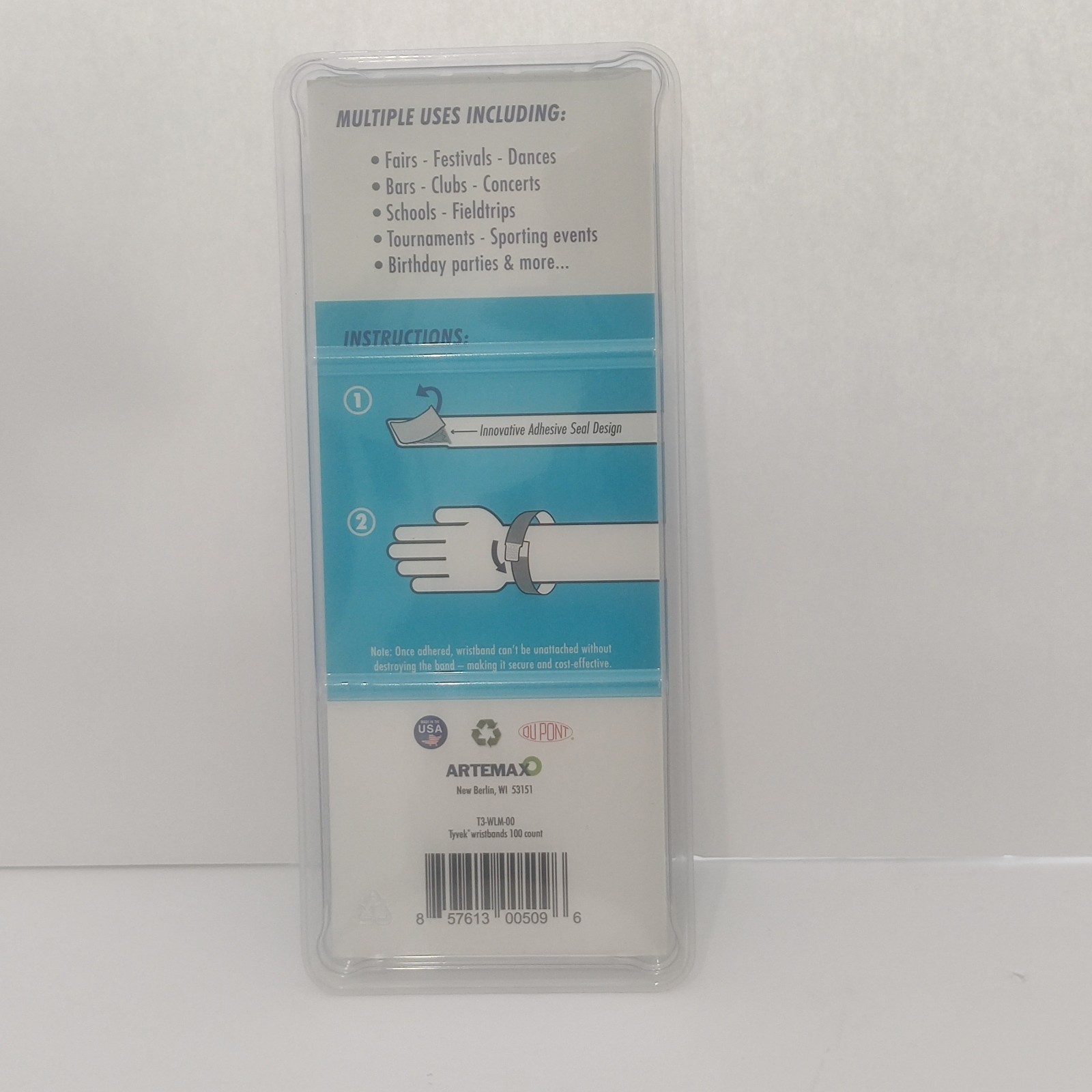 100 Count Wristbands for Events, Neon Green Tyvek Material, Security Bracelets