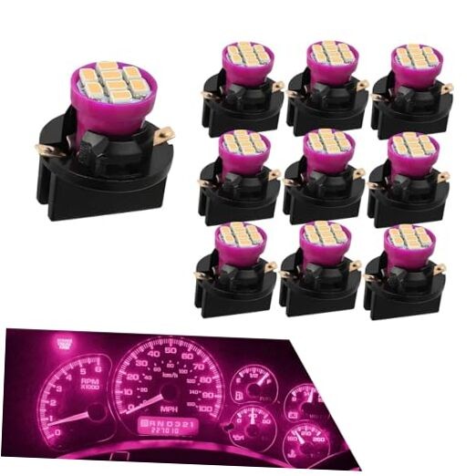 T10 LED Dashboard Bulb, 194 168 3020 8-SMD LED High Brightness 10 PCS Pink